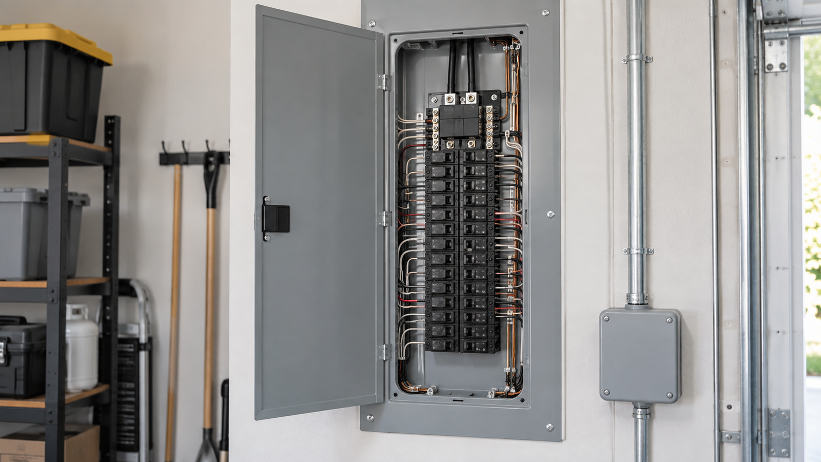 Modern residential electrical panel for a home service upgrade